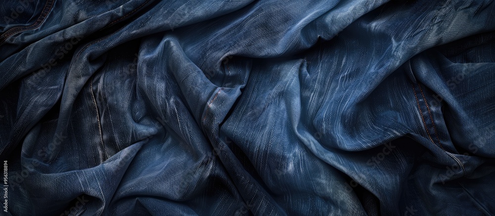 Poster close up shot of a blue denim background with copy space image