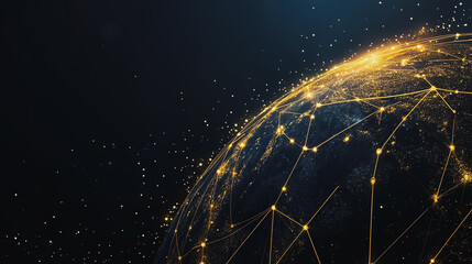 Obraz premium Abstract colorful business connection of lines from nodes It is connected to endless nodes and represents the innovation of communication cyber security in the network with black background