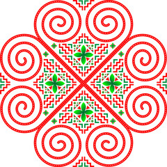 Hmong ethnic pattern, spiral lines that are unique to the Hmong ethnic group, used for making clothes, skirts and bags.