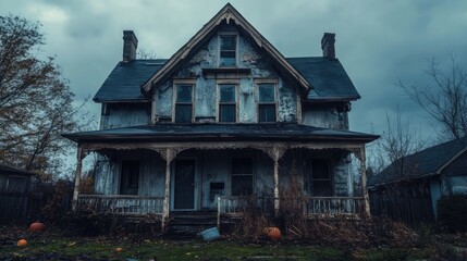 Old Abandoned Haunted House, Spooky Halloween Setting, 3D Render Illustration. AI generated illustration.