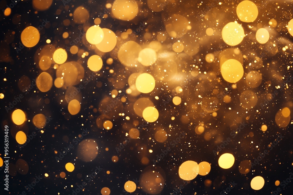 Aufkleber golden bokeh lights shimmering against a dark background, creating a sparkling atmosphere during a f
