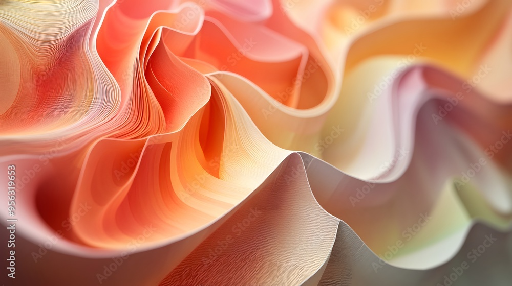 Poster 33. textured, layered paper shapes creating a fluid, abstract design with a sense of depth