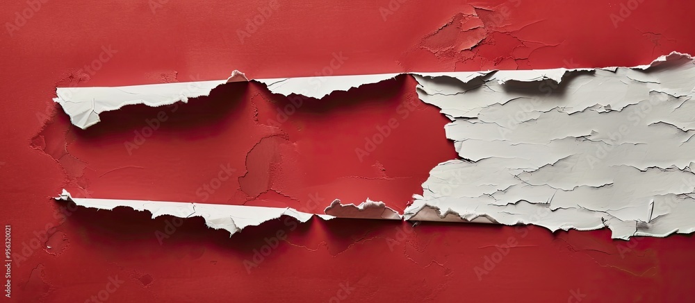 Poster A torn paper with a project timeline message is shown against a red backdrop symbolizing a project timeline with room for text or image. Creative banner. Copyspace image