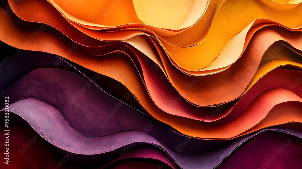 Aufkleber 33. textured, layered paper shapes creating a fluid, abstract design with a sense of depth