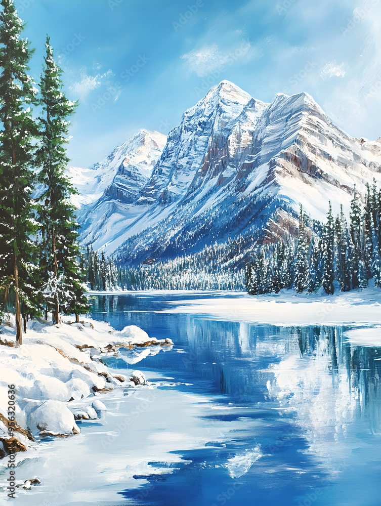 Wall mural lake in winter