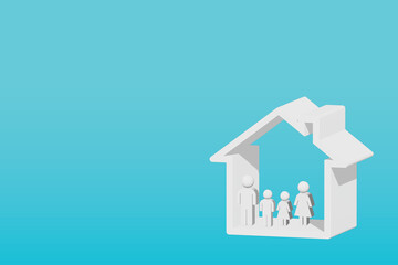 A minimalist representation of a family within a house structure. The clean lines and uncluttered design emphasize a sense of stability and harmony.