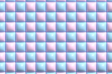 ブルーとピンクの立体的なタイルのような背景イラスト