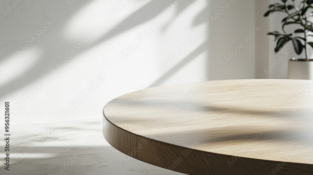 Poster minimalist table mockup with polished surface for easy customization
