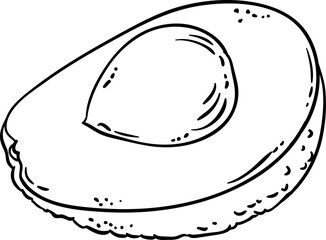 Avocado Fruit with Seed Outline Illustration