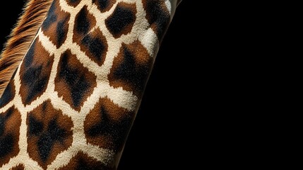 Stunning macro photograph showcasing the intricate details and patterned texture of a giraffe s neck  The close up view highlights the unique spotted fur and natural beauty of this majestic animal