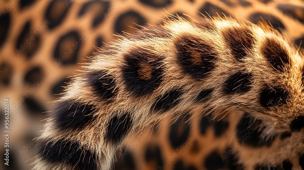 Aufkleber captivating macro view of leopard tail with detailed fur texture closeup photography showcasing the 