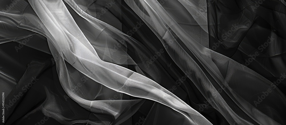 Aufkleber A captivating black and white copy space image featuring a reflective textile exuding an enigmatic and moody ambiance