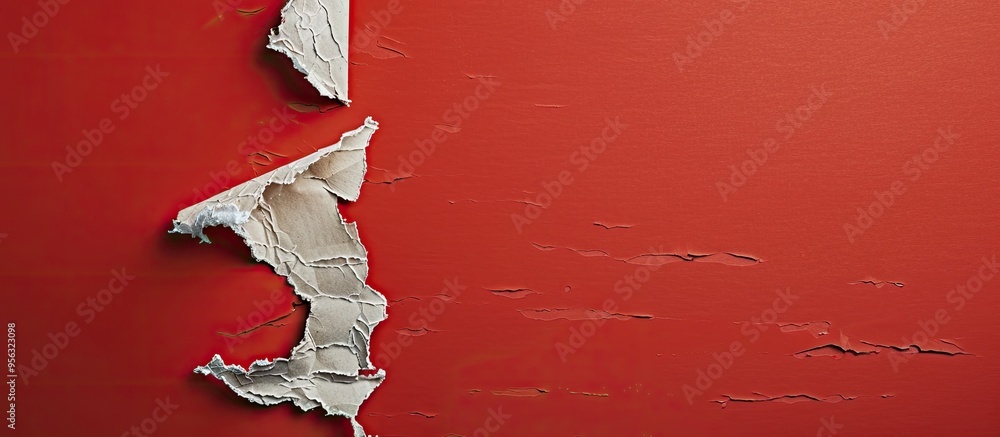 Poster A torn paper with a project timeline message is shown against a red backdrop symbolizing a project timeline with room for text or image. Creative banner. Copyspace image