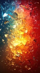 Obraz premium Broken window showing blurred city lights during a rainy night