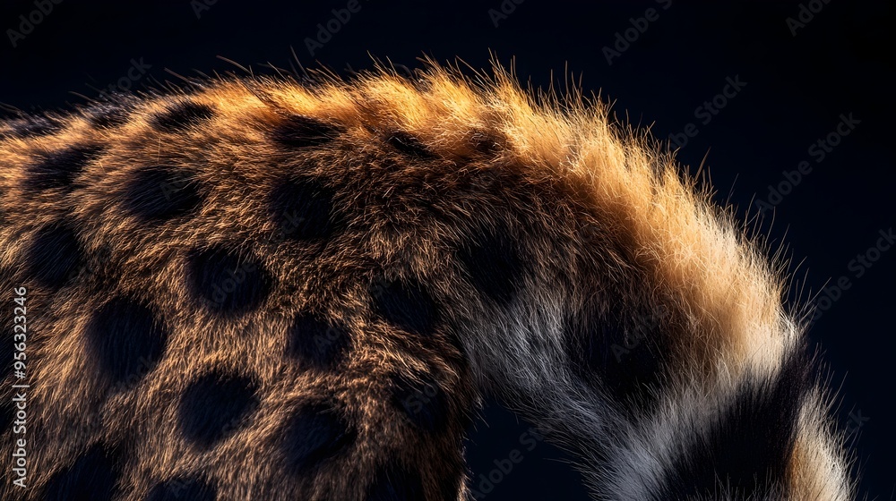 Poster macro close up photography showcasing the intricate texture and patterns of a cheetah s tail fur in 