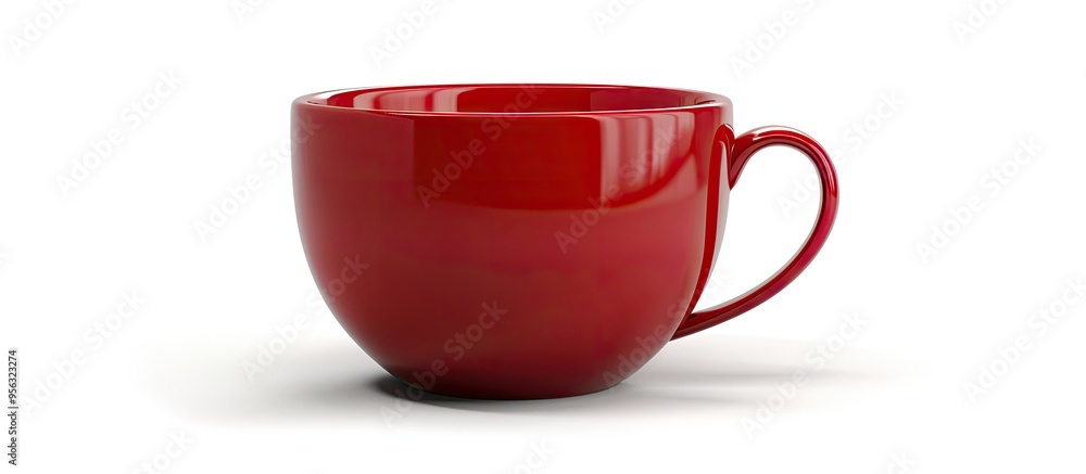 Poster Dark red ceramic cup with a handle isolated on a white background perfect for adding text or designs in the copy space image