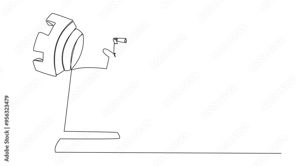 Poster self drawing animation of single continuous line drawing arabian businessman appears out of the rook