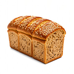 Delicious whole grain bread isolated on white background