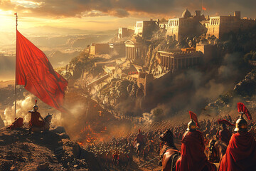 Battle of Alexander Great at Gaugamela, battle of group of warriors. Historical ancient event.