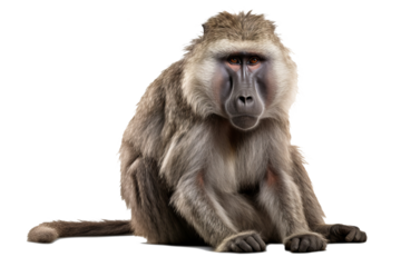 Baboon PNG with transparent background, ideal for wildlife and nature-themed design projects