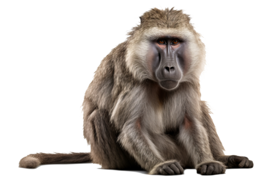 Baboon PNG with transparent background, ideal for wildlife and nature-themed design projects