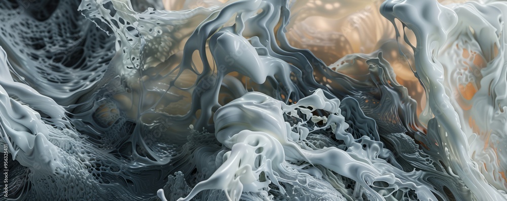 Poster fluid 3d forms with smooth textures, 4k hyperrealistic photo