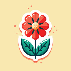 Vector Flower Blossom Sticker Flat Style Illustration 