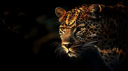 Obraz premium A breathtaking photograph capturing the intense moment as a powerful and graceful leopard stalks its prey in the heart of the lush green jungle wilderness The predator s stealth agility