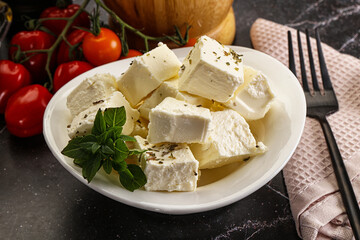 Greek traditional Feta cheese cubes