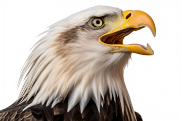 Bald eagle in flight with detailed feathers PNG on transparent background ideal for wildlife design projects and nature-themed graphics