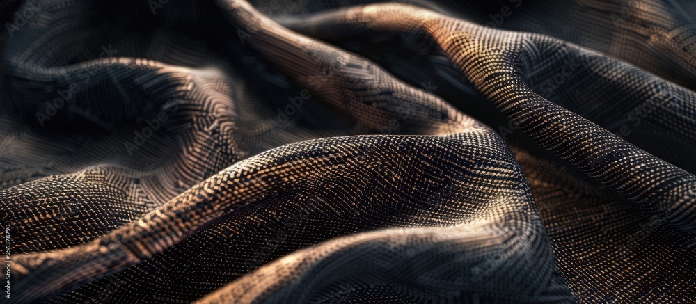 Poster detailed close up view of an abstract fabric from textile as a background with copy space image