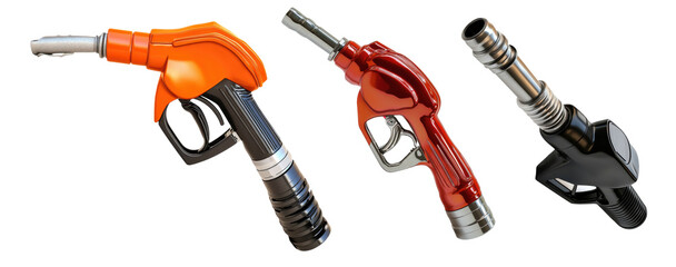 Fuel Nozzle Dispensing Gasoline – Isolated on transparent PNG Background