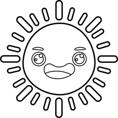 Cartoon Sun Line Icon