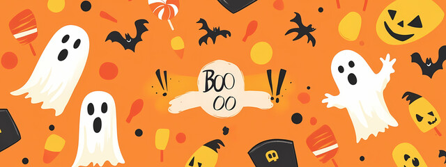 Cute Halloween Ghosts and Candy Design