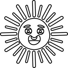 Cartoon Sun Line Icon