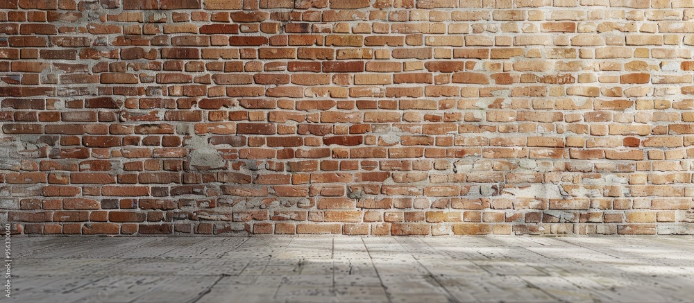 Poster background image of a light brown brick wall with copy space image