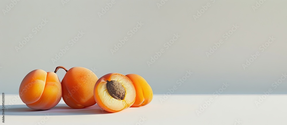 Aufkleber An image featuring apricots against a blank background for adding text or graphics. Creative banner. Copyspace image