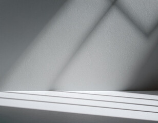 Background Studio,White Concrete Wall Texture with Leaves Shadow on Cement floor,Empty Grey Studio Room Display with Table Top,Backdrop background 