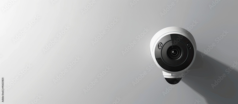 Aufkleber White surveillance camera on a light background suitable for copy space image