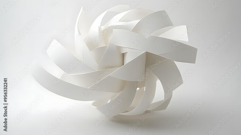 Poster 24. angular, paper cut segments layered to form a complex, three-dimensional geometric shape