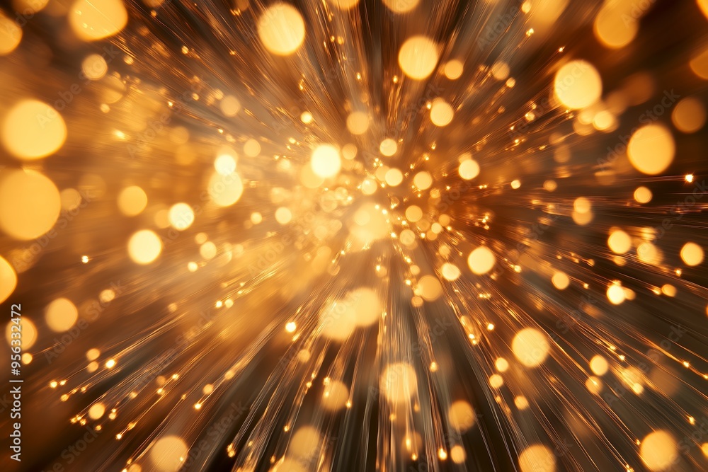 Poster golden sparks radiating from a central point create a mesmerizing explosion of light and texture aga