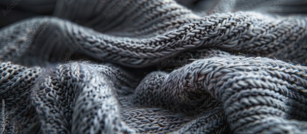 Poster close up shot of abstract knitted jersey fabric as a background with ample copy space image