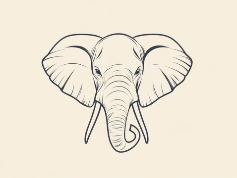 recommend clip art: Minimalist one line illustration of an elephant featuring a simple line art representation of its head