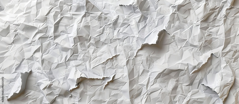 Aufkleber Old crumpled white paper with realistic tears wrinkles and creases on a transparent background viewed from the top Suitable for digital designs or text with a grungy textured style Ideal for a copy sp
