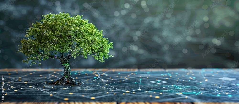 Leinwandbilder Image featuring the symbol of EDI electronic data interchange on a blackboard with a scenic tree background emphasizing the concept of business and EDI electronic data interchange with available copy