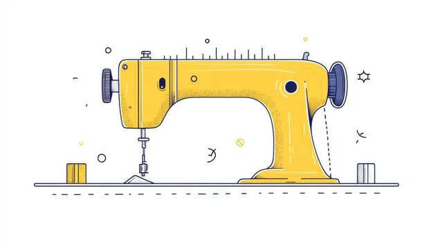 recommend clip art: Yellow sewing centimeter line art illustration on a white backdrop