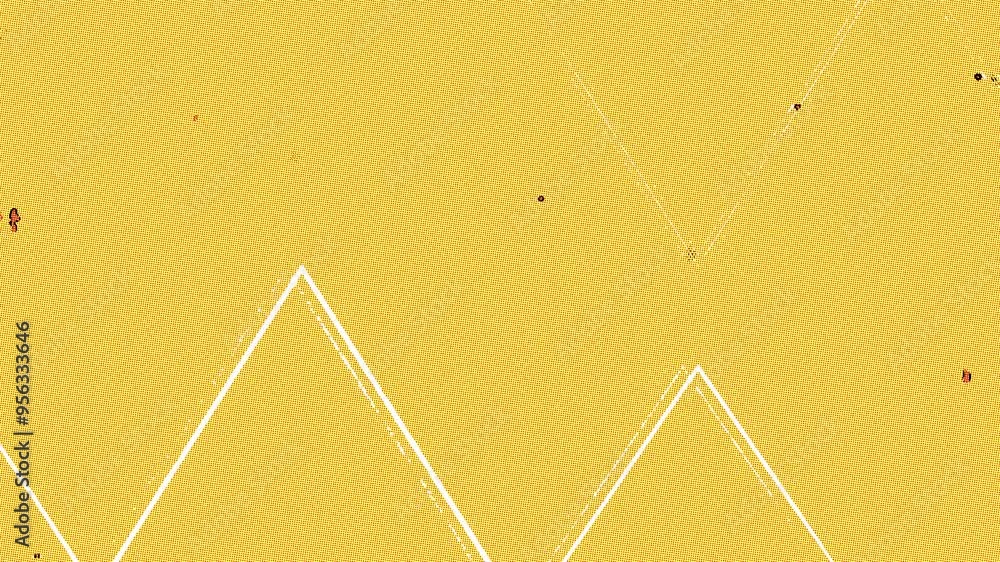 Poster triangle shapes animation on a yellow background with distortion and texture effects