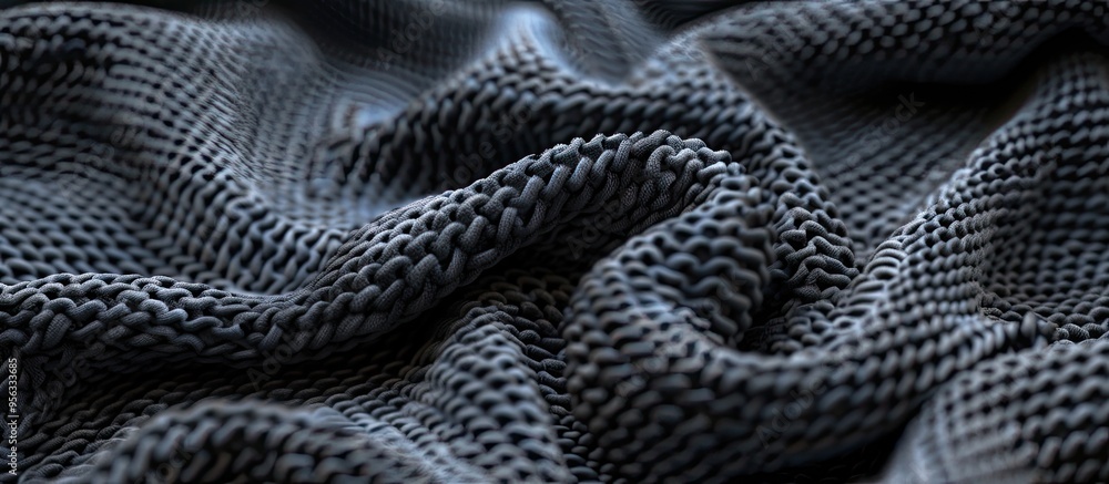 Fototapete detailed close up shot showcasing an abstract knitted jersey fabric backdrop featuring ample copy sp