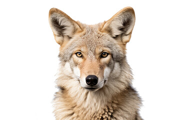 Obraz premium Realistic PNG of a coyote standing alert with transparent background for easy integration into designs