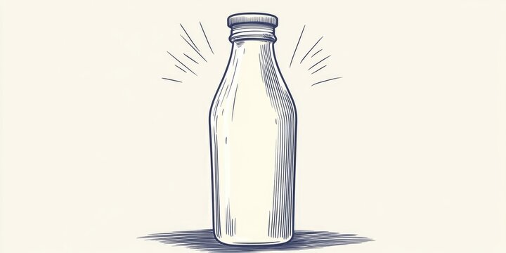 recommend clip art: Cartoon style line art illustration of a milk bottle